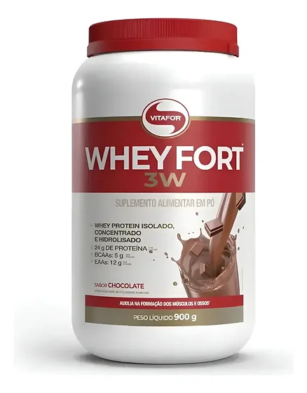 Whey Protein Fort 3w 900g Vitafor Sabor Chocolate