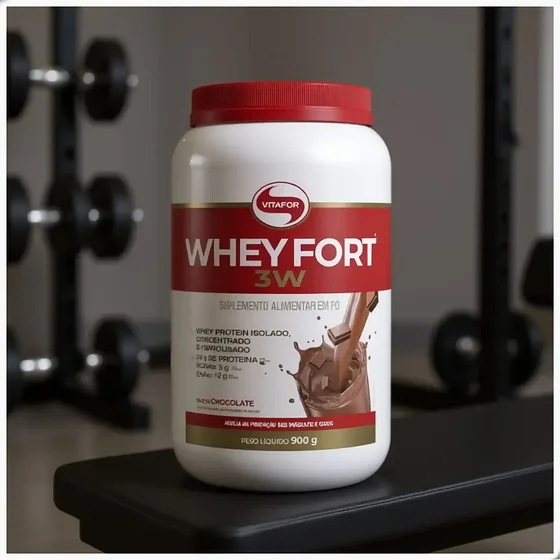 Foto 2 de Whey Protein Fort 3w 900g Vitafor Sabor…