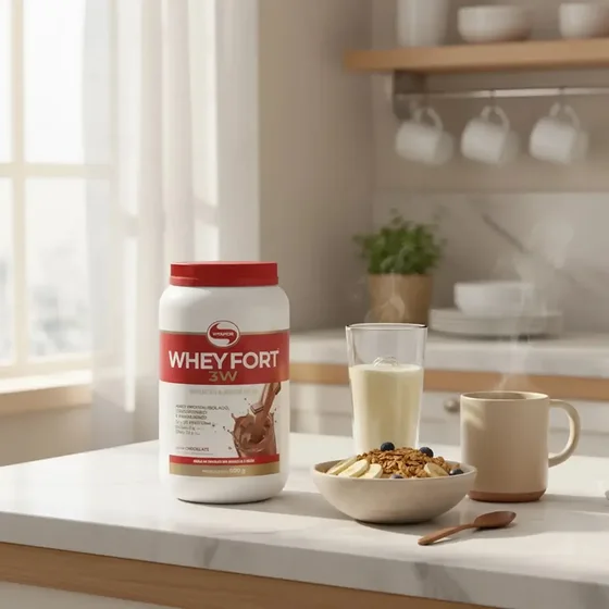 Foto 4 de Whey Protein Fort 3w 900g Vitafor Sabor…