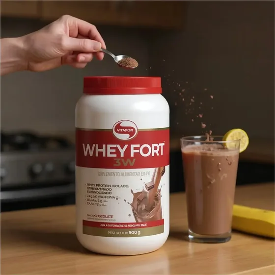 Foto 5 de Whey Protein Fort 3w 900g Vitafor Sabor…