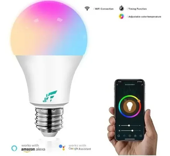 Foto 4 de Lâmpada Rgb Colorida Inteligente Smart Wifi…