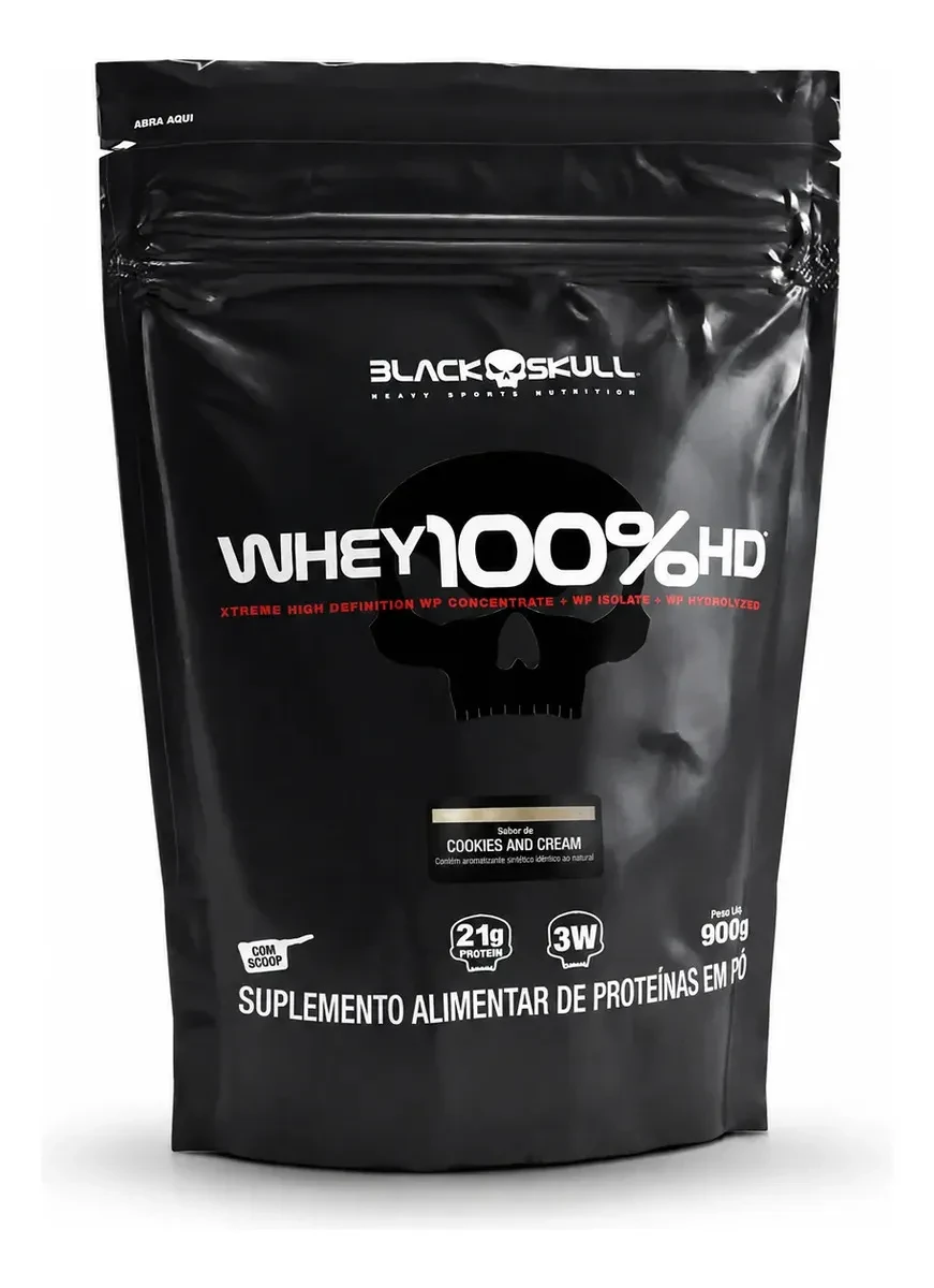 Whey 100% HD Black Skull Refil 900g Cookies