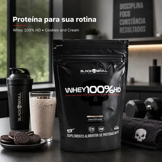 Foto 3 de Whey 100% HD Black Skull Refil 900g Cookies