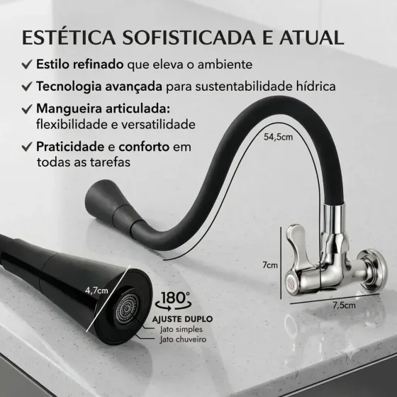 Foto 3 de Torneira Gourmet Luxo Gourmet Flexível Cozinha…