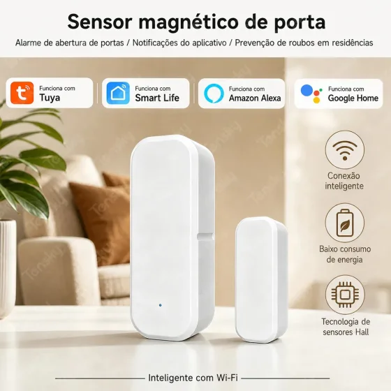 Foto 3 de Tensky Sensor Wi-Fi para portas WF108WT - Branco