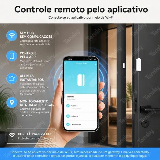 Foto 4 de Tensky Sensor Wi-Fi para portas WF108WT - Branco