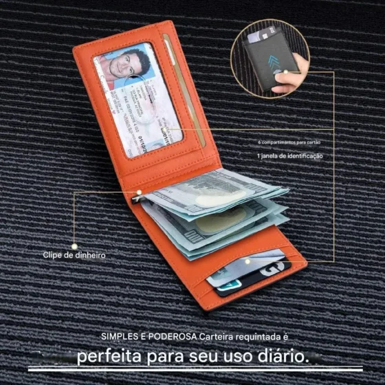 Foto 3 de Carteira Masculina Mágica Pequena Slim Antifurto…