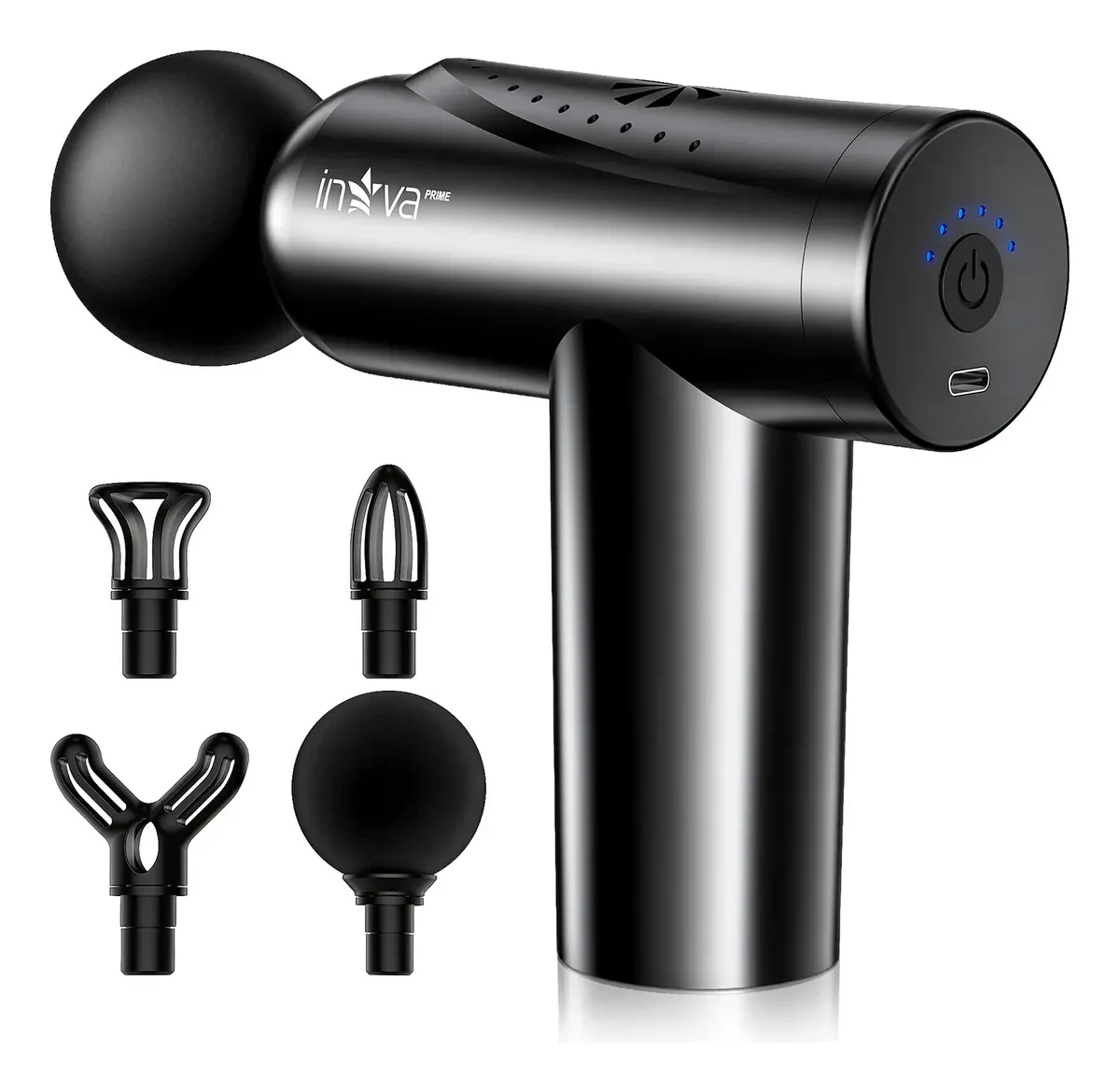 Pistola Massageadora Profissional Muscular Portátil Com 4 Cabeças E 6 Velocidades Para…