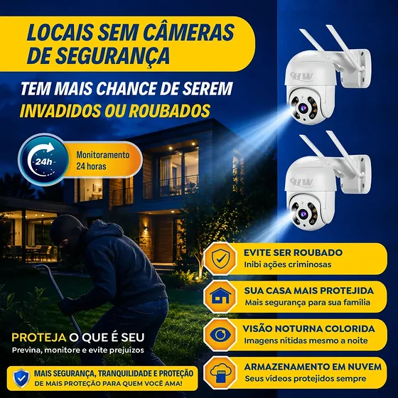 Foto 3 de Kit 2 Câmeras Segurança Ip Interna Externa Wifi…