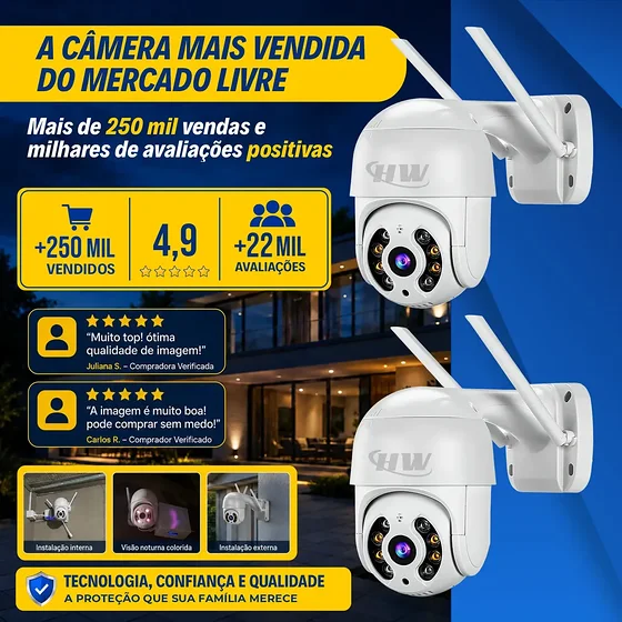 Foto 5 de Kit 2 Câmeras Segurança Ip Interna Externa Wifi…