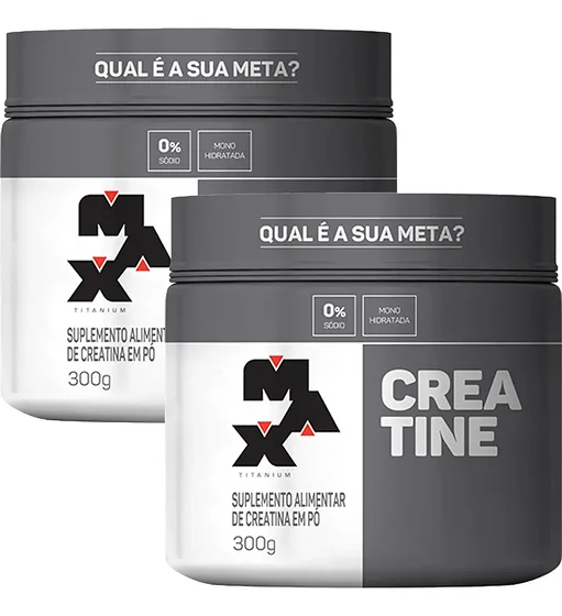 Kit 2x Creatina 300g Creatina Monohidratada Max Titanium Sem Sabor Alta Pureza