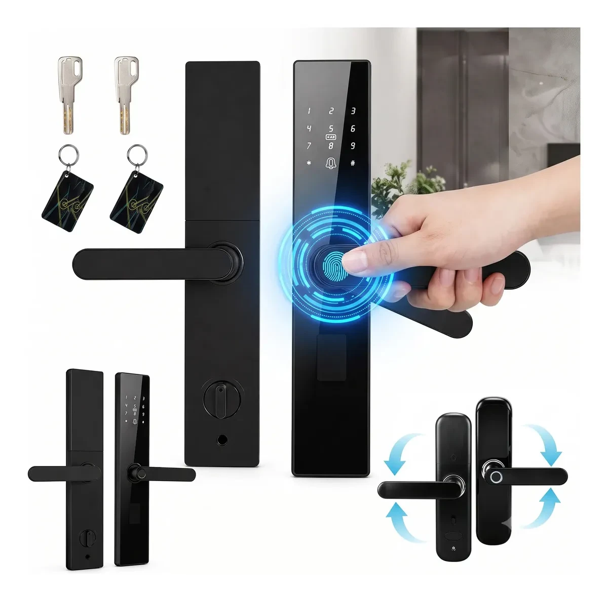 Fechadura Digital Biométrica Winda 4 Modos Senha Cartão IC Chave Para Casa Hotel