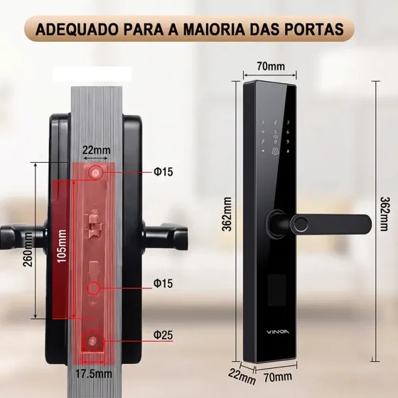 Foto 4 de Fechadura Digital Biométrica Winda 4 Modos Senha…