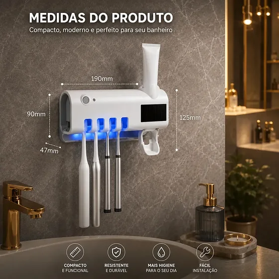 Foto 3 de Dispenser Pasta De Dente Com Porta Escova…