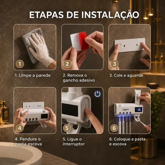 Foto 5 de Dispenser Pasta De Dente Com Porta Escova…