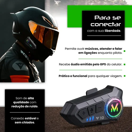 Foto 3 de Fone De Ouvido Para Capacete Moto Bluetooth…