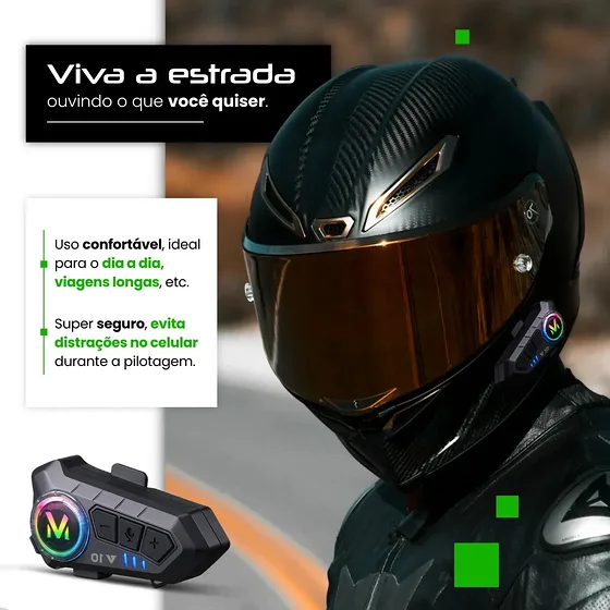 Foto 4 de Fone De Ouvido Para Capacete Moto Bluetooth…