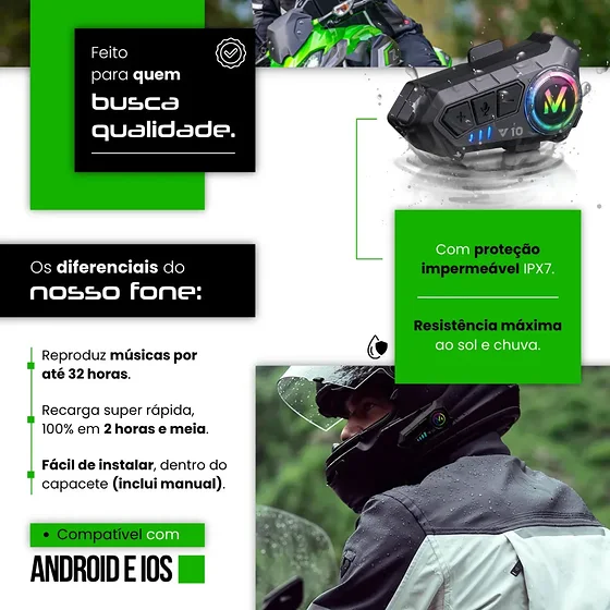 Foto 5 de Fone De Ouvido Para Capacete Moto Bluetooth…