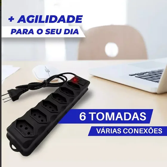 Foto 5 de Régua Extensão Elétrica 6 Tomadas Filtro Linha…