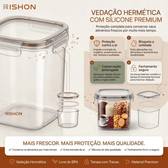Foto 4 de Kit 15 Potes Hermético Cadencia Mantimentos…