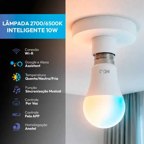 Foto 1 de Lampada Led Pera Smart Inteligente Wi Fi 10w…