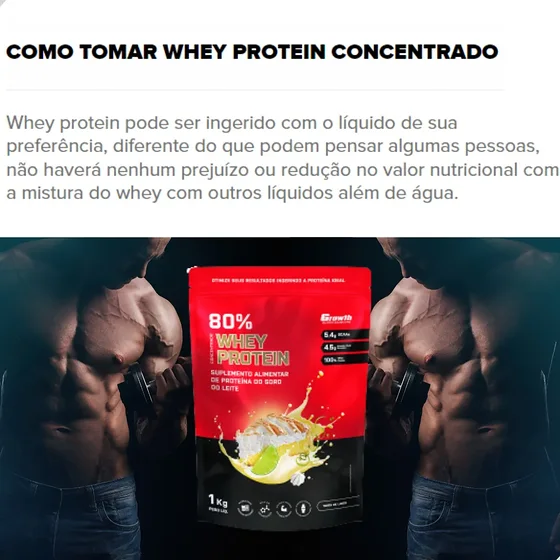 Foto 5 de Whey Concentrado 80% Whey Protein Growth…