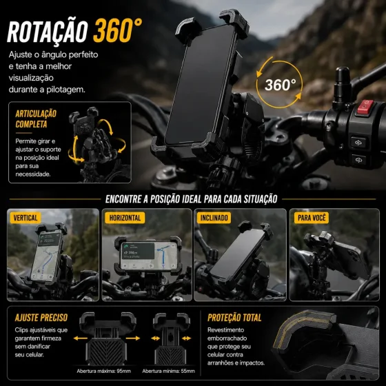 Foto 5 de Suporte Celular Moto/bike 360° À Prova D'água C/…