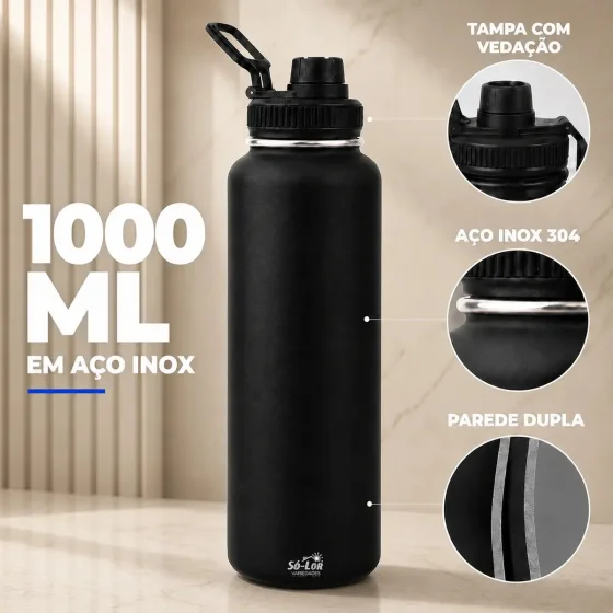 Foto 1 de 1000ml Garrafa Térmica Isolada A Vácuo Squeeze…